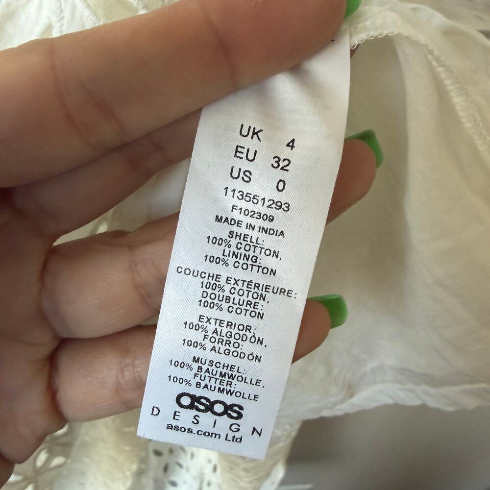 ASOS Edition White Broderie Cotton Wrap Midi Dress NEW Size 0 - Picture 5 of 5